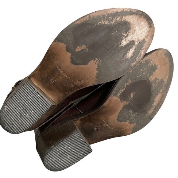 Browns B2 Brown Leather Ankle Boots With Buckles Inner Zip 38 - Picture 7 of 9